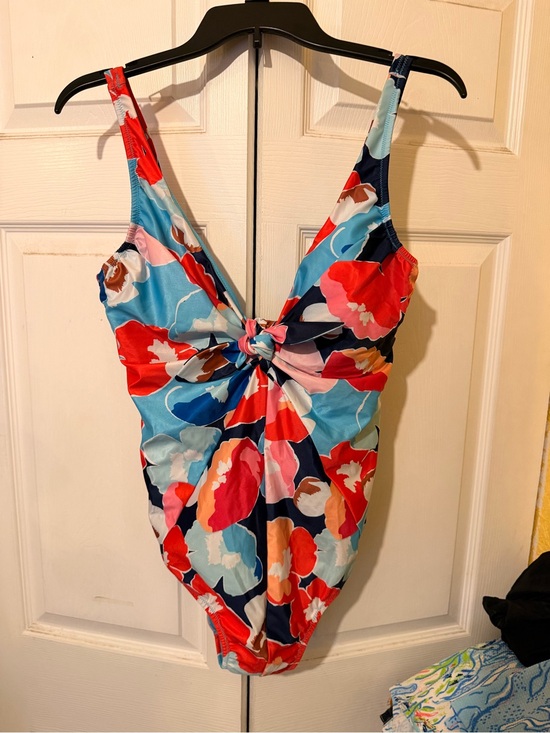 alyned together Other - Floral Knot Front One-Piece Swimsuit in Red, Blue, Pink